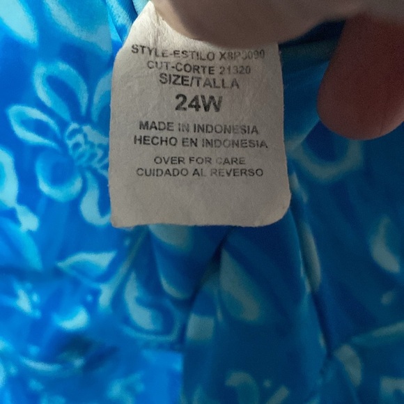 MAXINE  WO SIZE 24W ONE PIECE BATHING SUIT BLUE TROPICAL FLORAL PRINT CLEAN - Picture 3 of 10